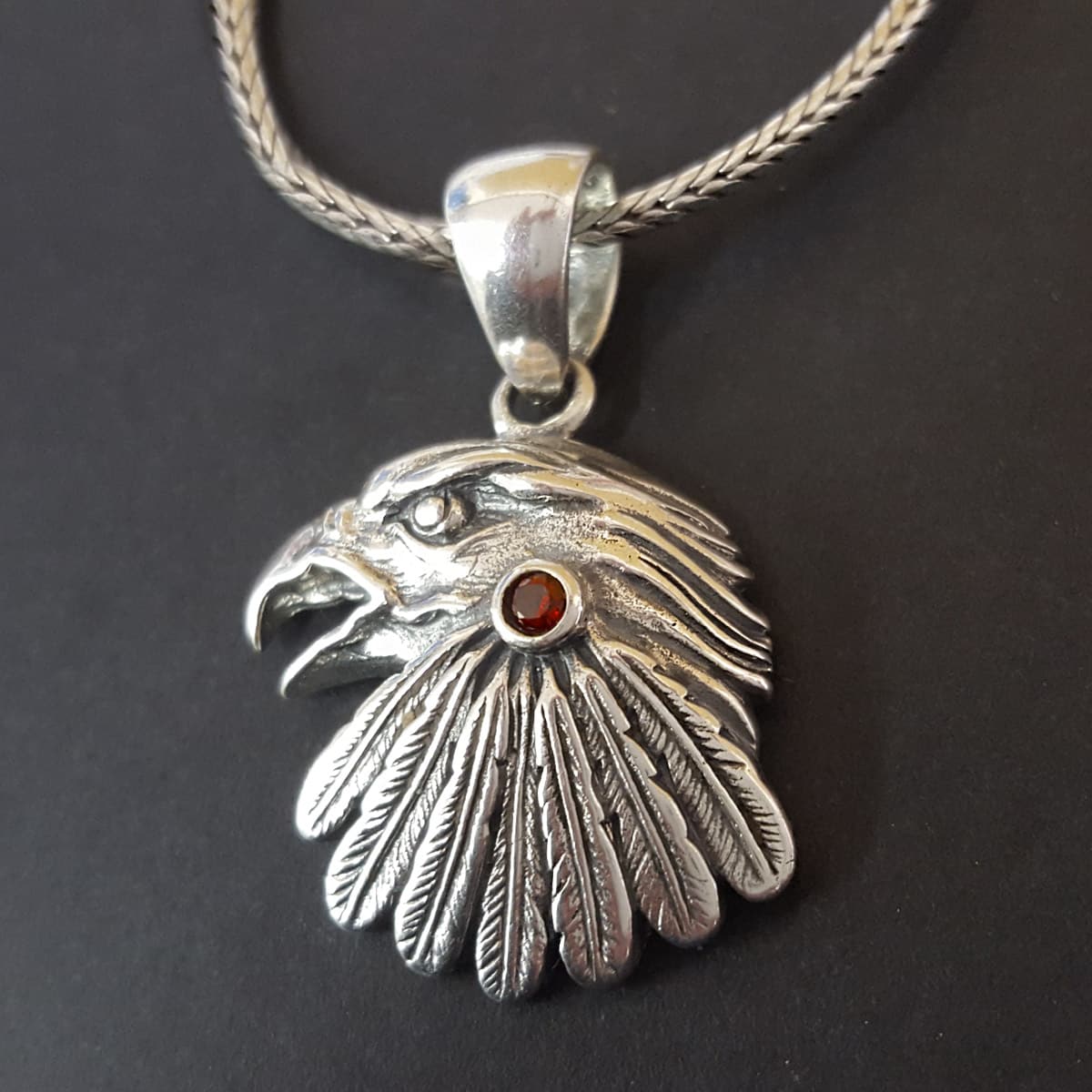 Eagle Pendant Mens Necklace, Eagle Head – SilverfireUK