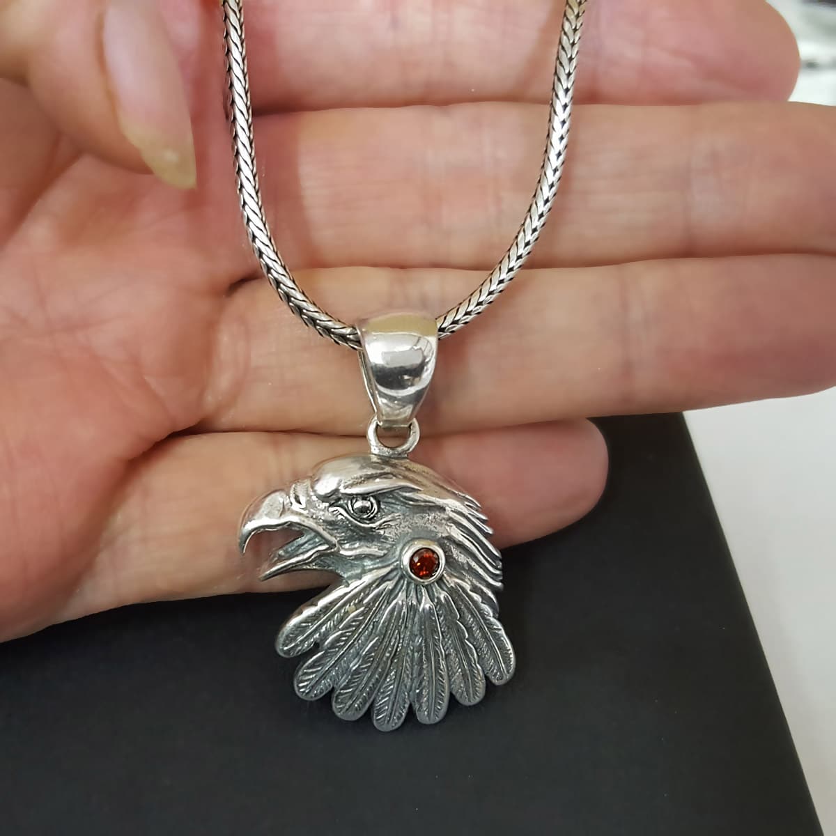 Eagle Pendant Mens Necklace, Eagle Head – SilverfireUK