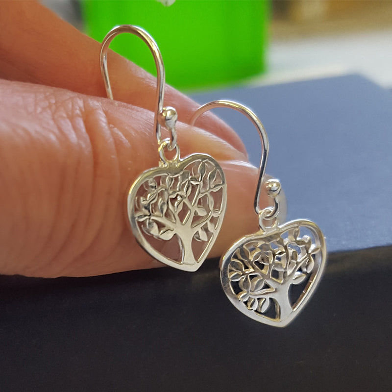 tree heart earrings, tree of life