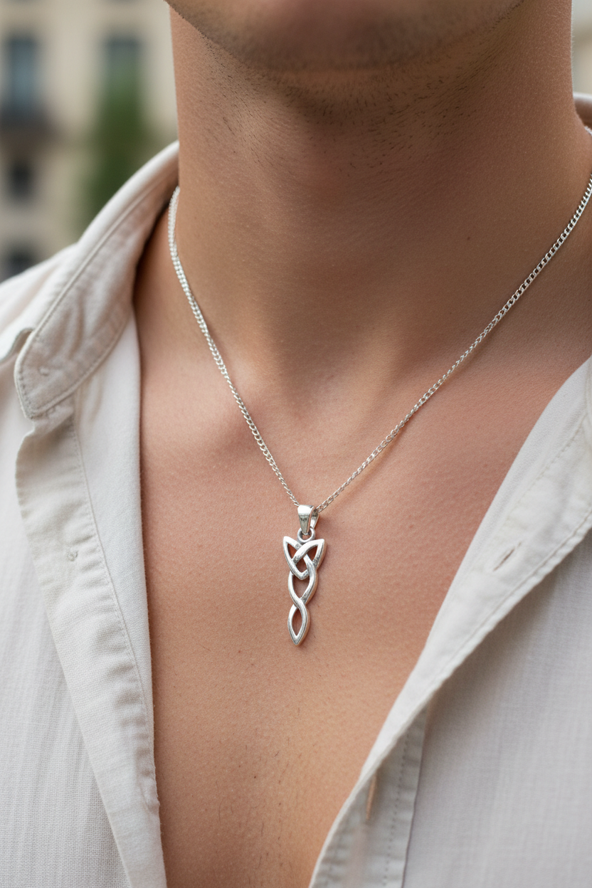 eleven trinity knot celtic necklace for men