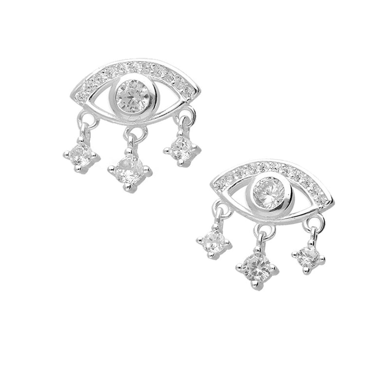 evil eye earrings with crystal ziconia