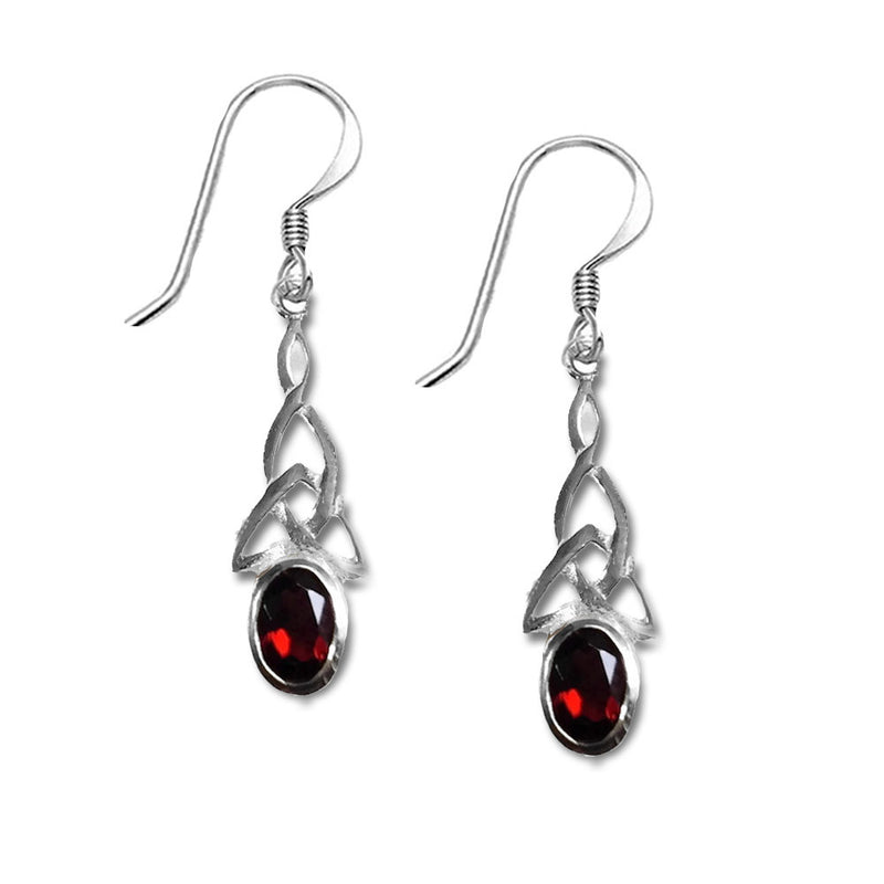 garnet celtic earrings silver