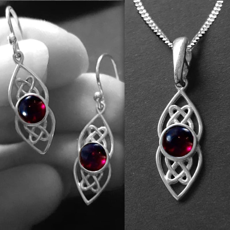 garnet celtic jewellery set 