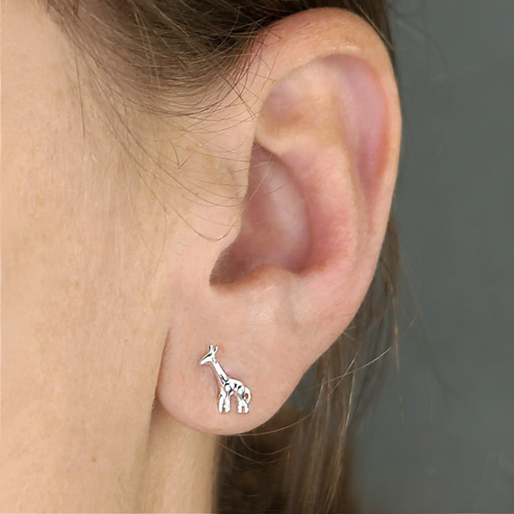 giraffe earrings, silver giraffe jewellery 