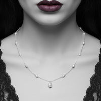 goth pearl necklace teardrops 