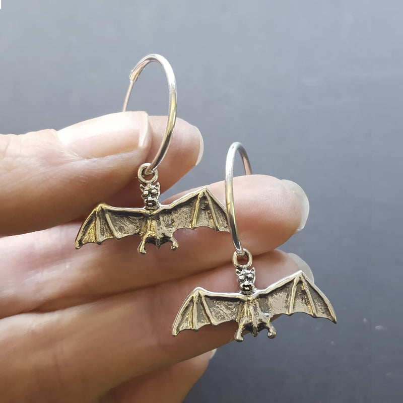 goth bat earrings - bat hoops