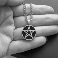 Handmade Black Pentagram Chain Necklace, Sterling Silver