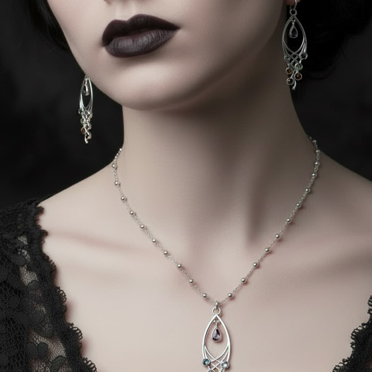 gothic gem jewellery criss cross 
