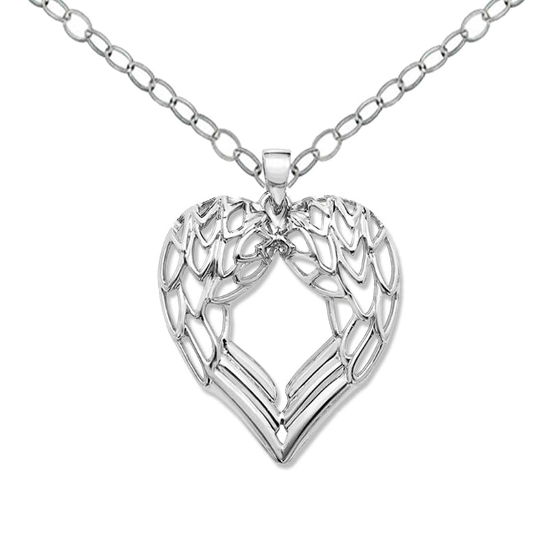 gothic angel wing heart necklace - gothic heart