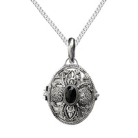 victorian gothic locket necklace - onyx - silverfire uk