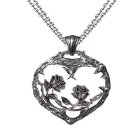 Gothic Romanace Dark Rose Necklace, Gothic Love Heart 