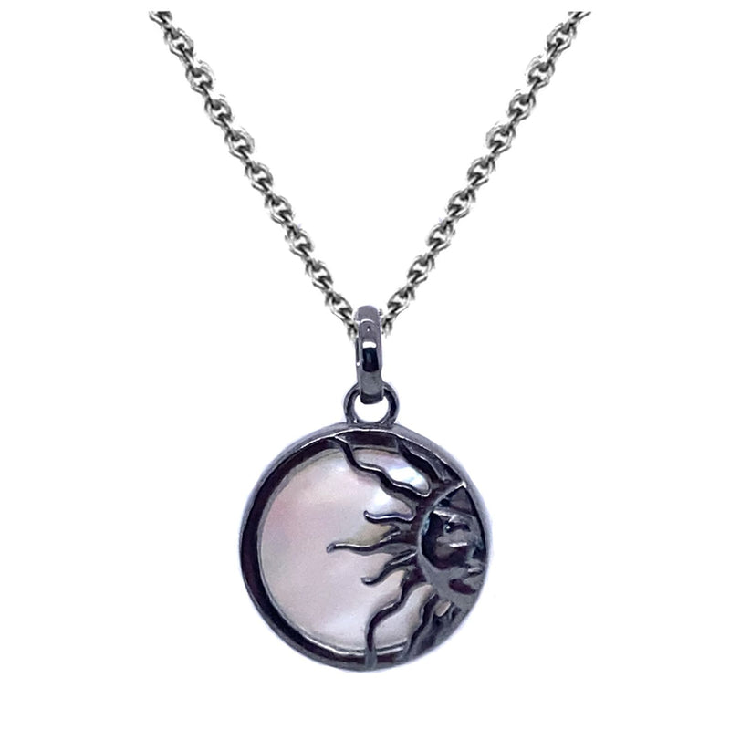gothic sun necklace silver with black rhodium 