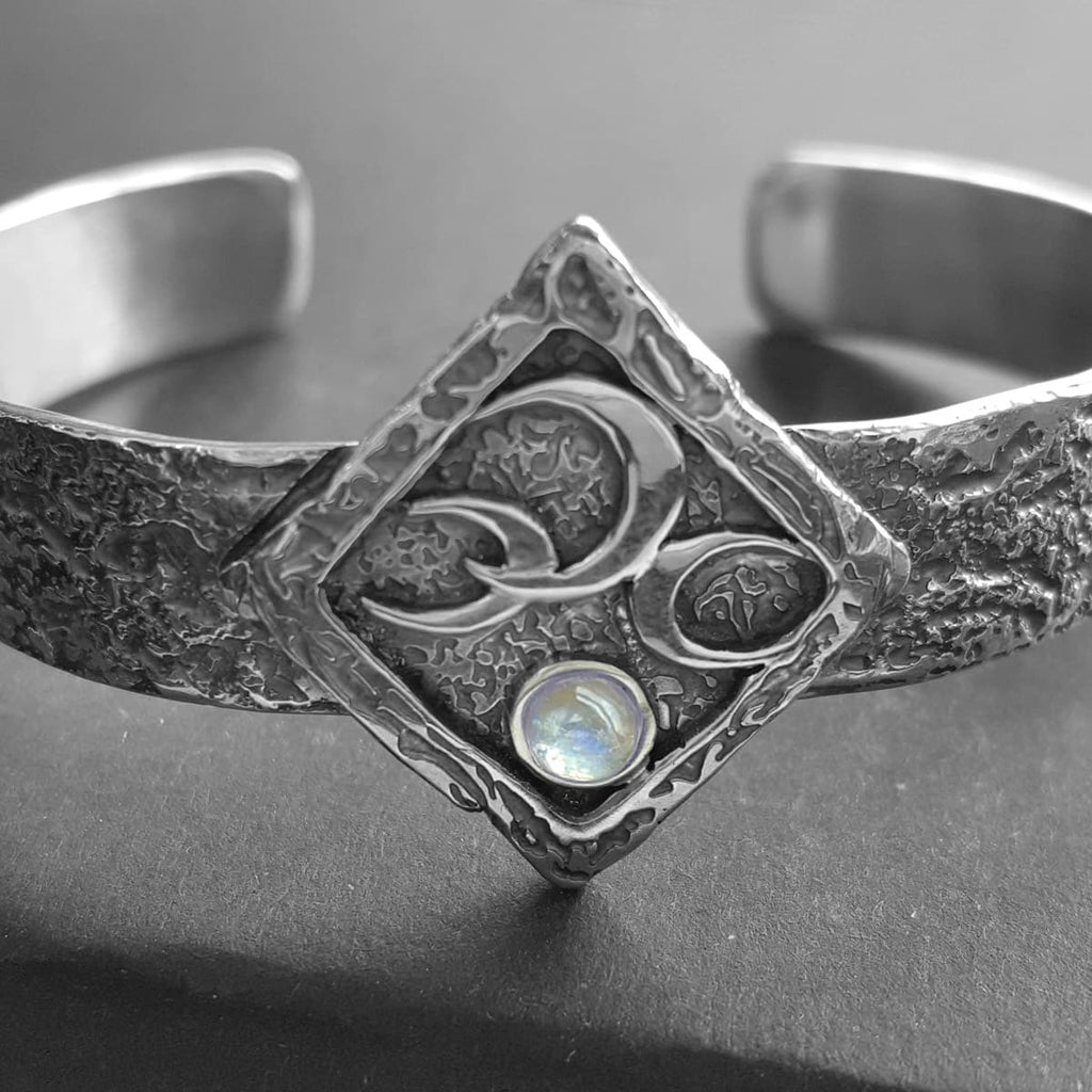 Goth Bangles Gothic Triple Moon Bangle Heavy Silver | UK Handmade Gothic Pagan ...