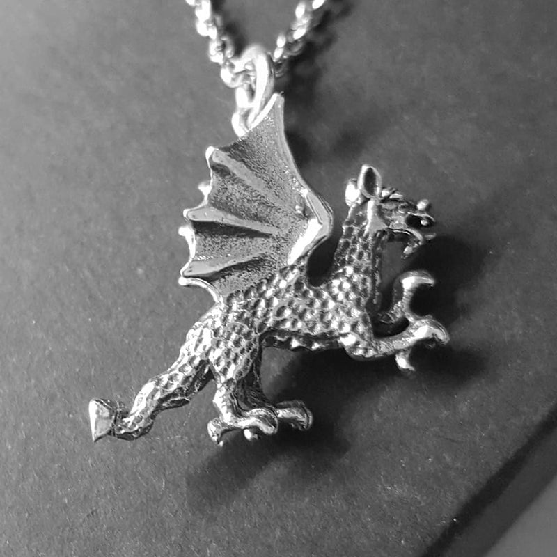 gothic winged dragon necklace, dragon jewellery