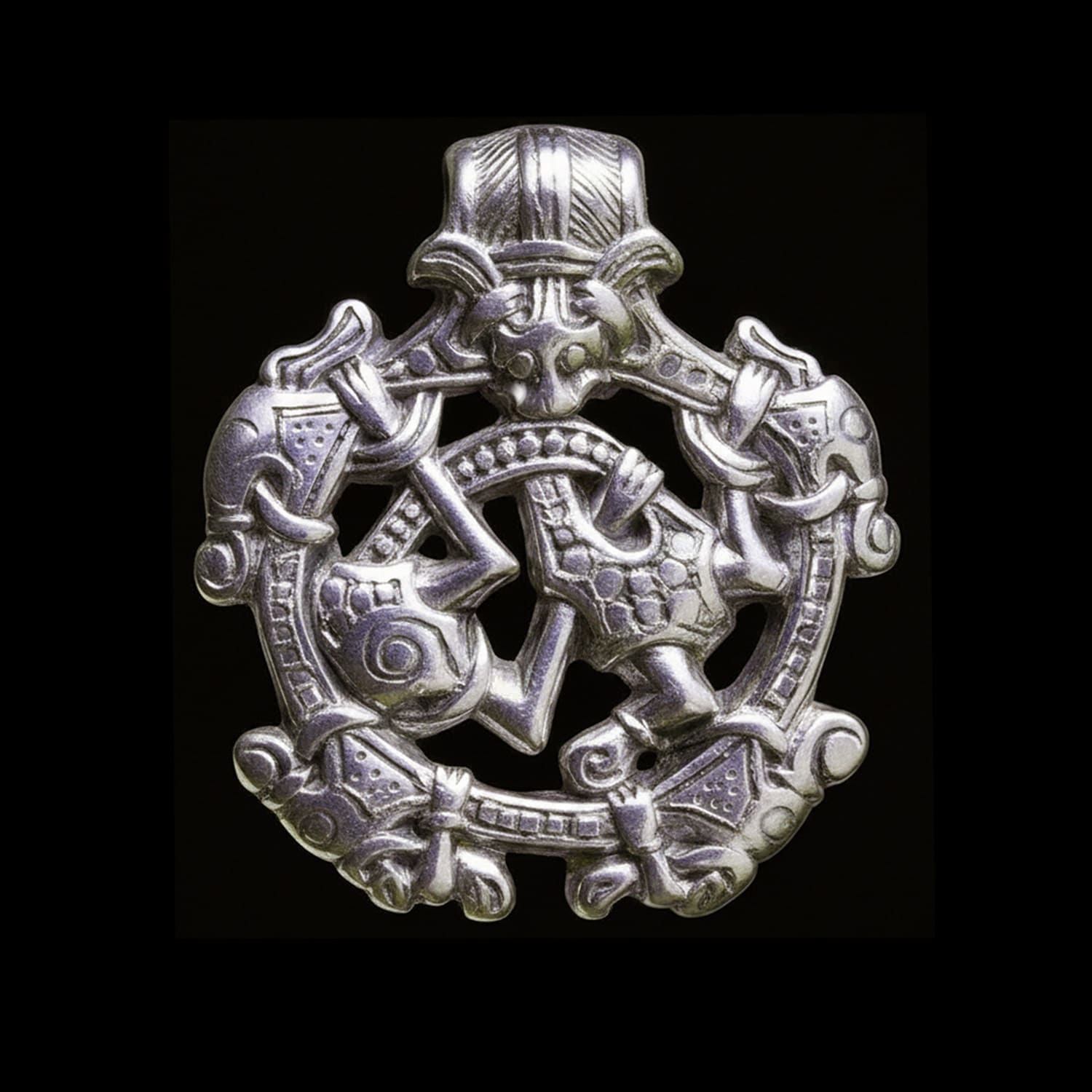 The Little Snoring Gripping Beast Viking Pendant, a Handmade Sterling Silver Archaeological Reproduction Jewellery by SilverfireUK