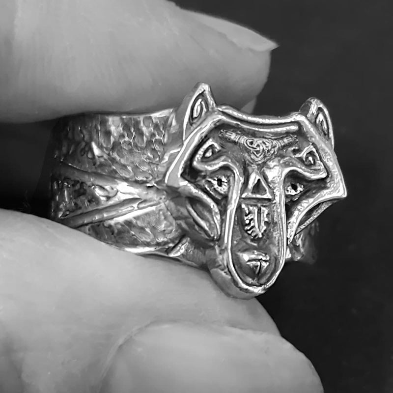 handmade viking wolf ring