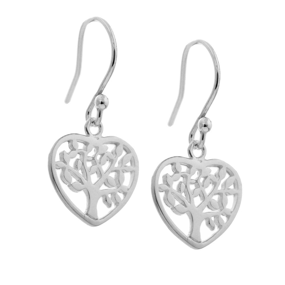 silver heart tree of life earrings 