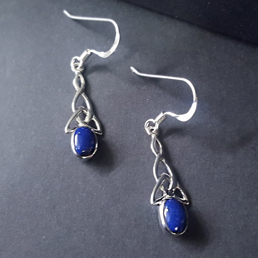 lapis celtic dangle drop earrings