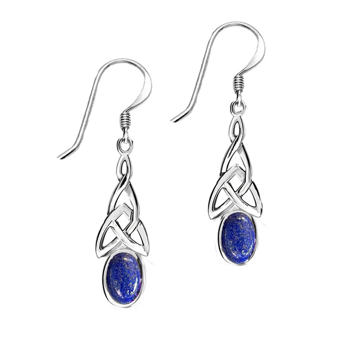 silver celtic earrings with lapis lazuli