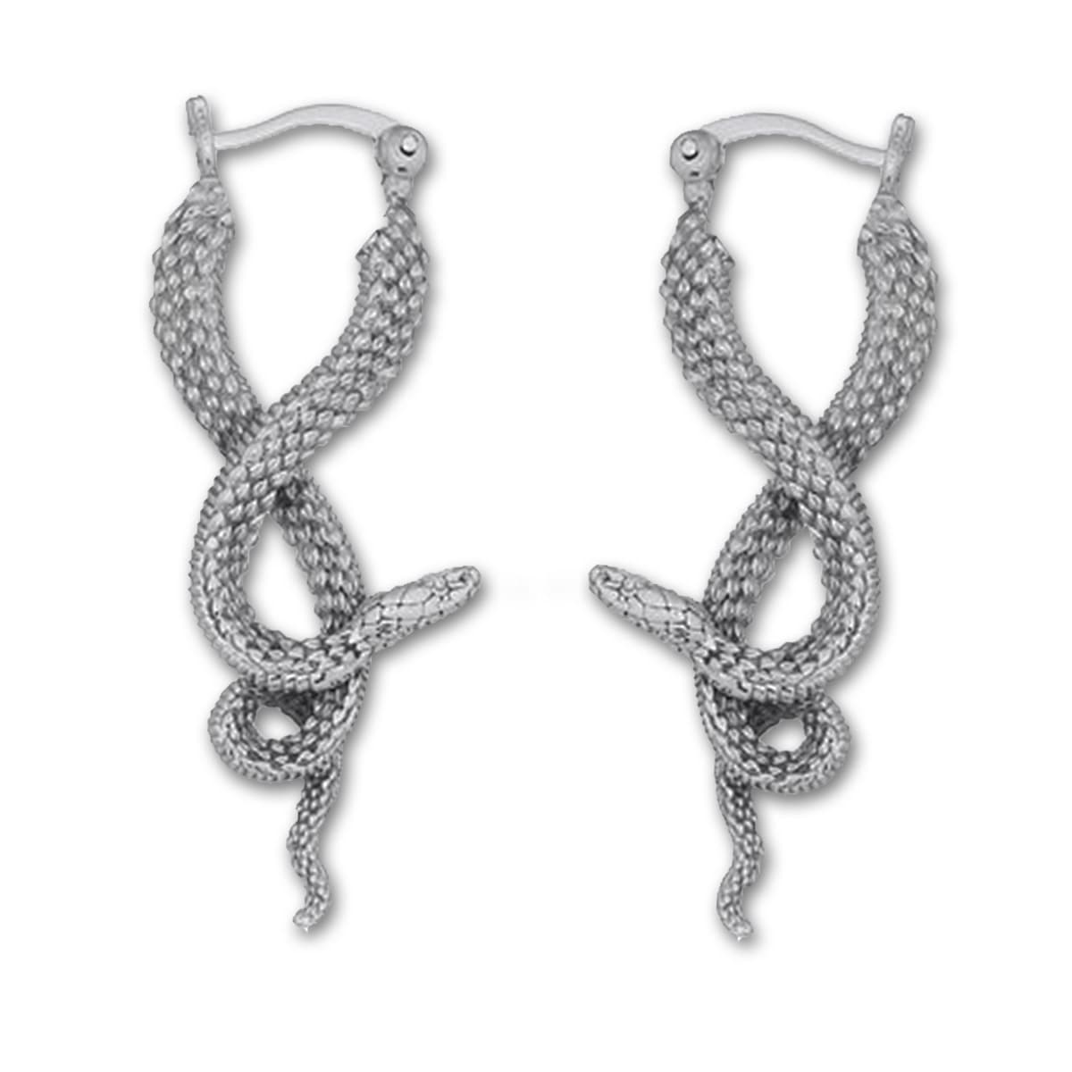 large snake hoop gothic earrings in sterling silver 
