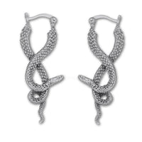 large snake hoop gothic earrings in sterling silver 