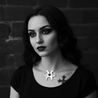 large goth silver choker, triple moons
