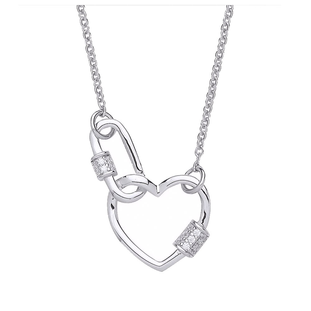 Locked In Love Heart Carabiner Style Necklace,