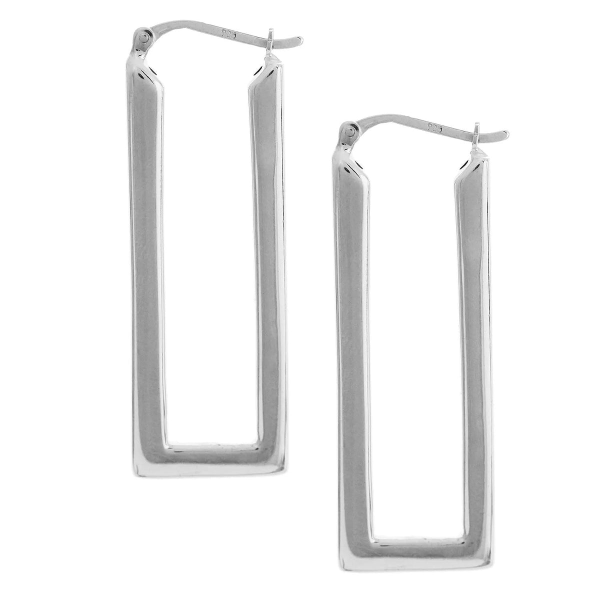 large rectangle hoop earrings, long hoops