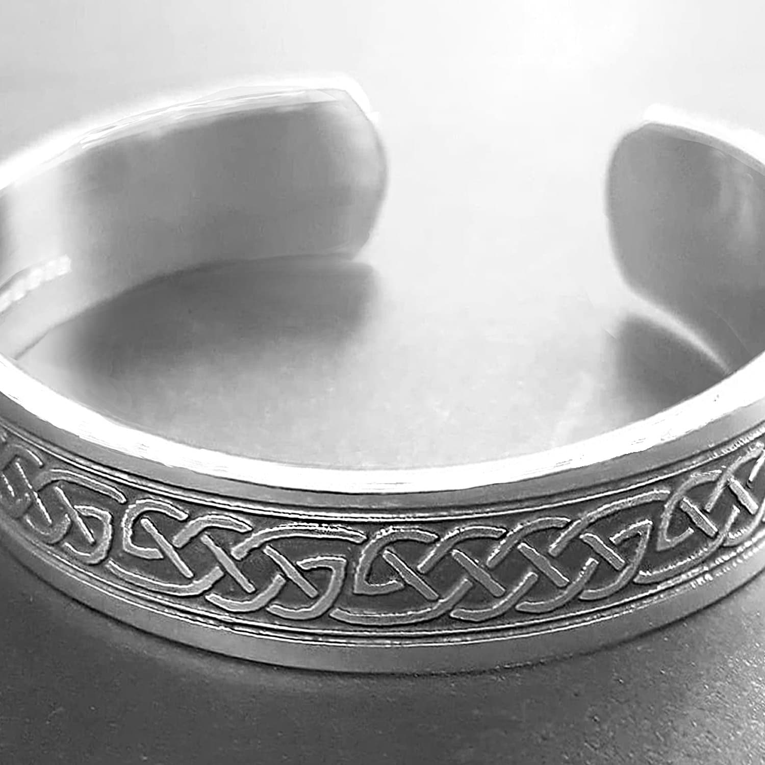 Men's Chunky Bangle Celtic Bracelet, Personalised Handmade Silver