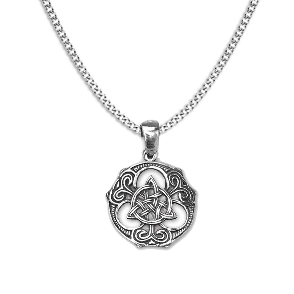 mens silver triquetra celtic necklace 