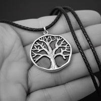 mens tree necklace leather cord 