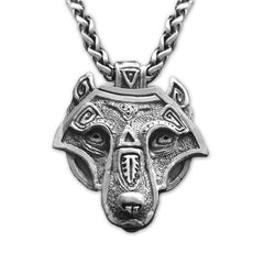 Mens Viking Wolf Necklace Handmade Personalised, Solid Silver
