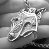 mens wolf necklace viking, solid silver 