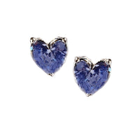 midnight blue sapphire heart earrings in sterling silver 