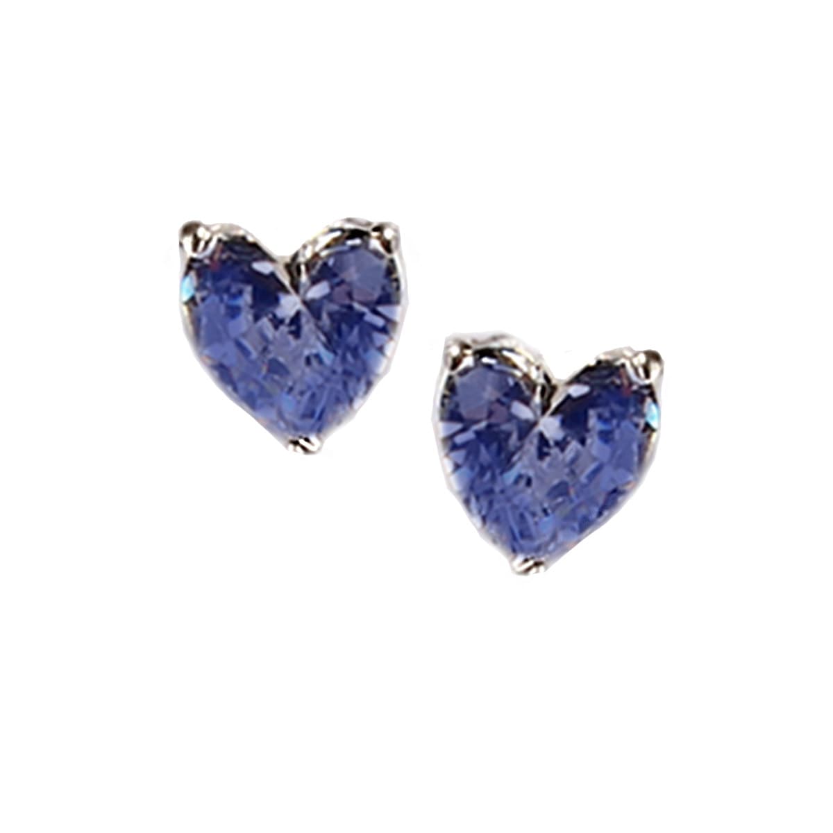 midnight blue sapphire heart earrings in sterling silver 