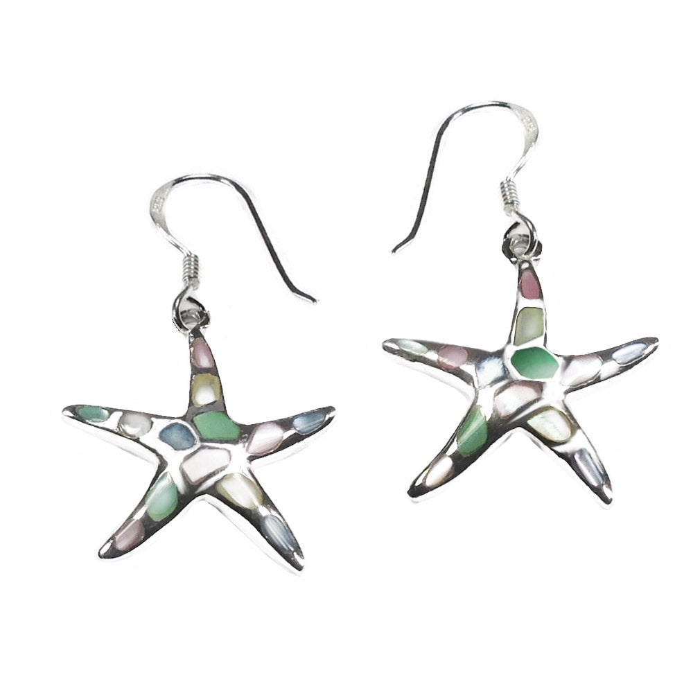 NEW: Mother Of Pearl Starfish Earrings, Multicolour Starfish Earrings
