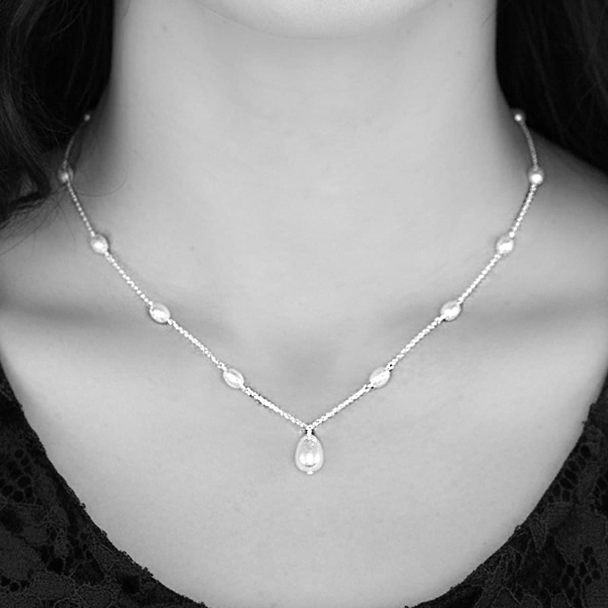 close-up of pearl tear gothic necklace 