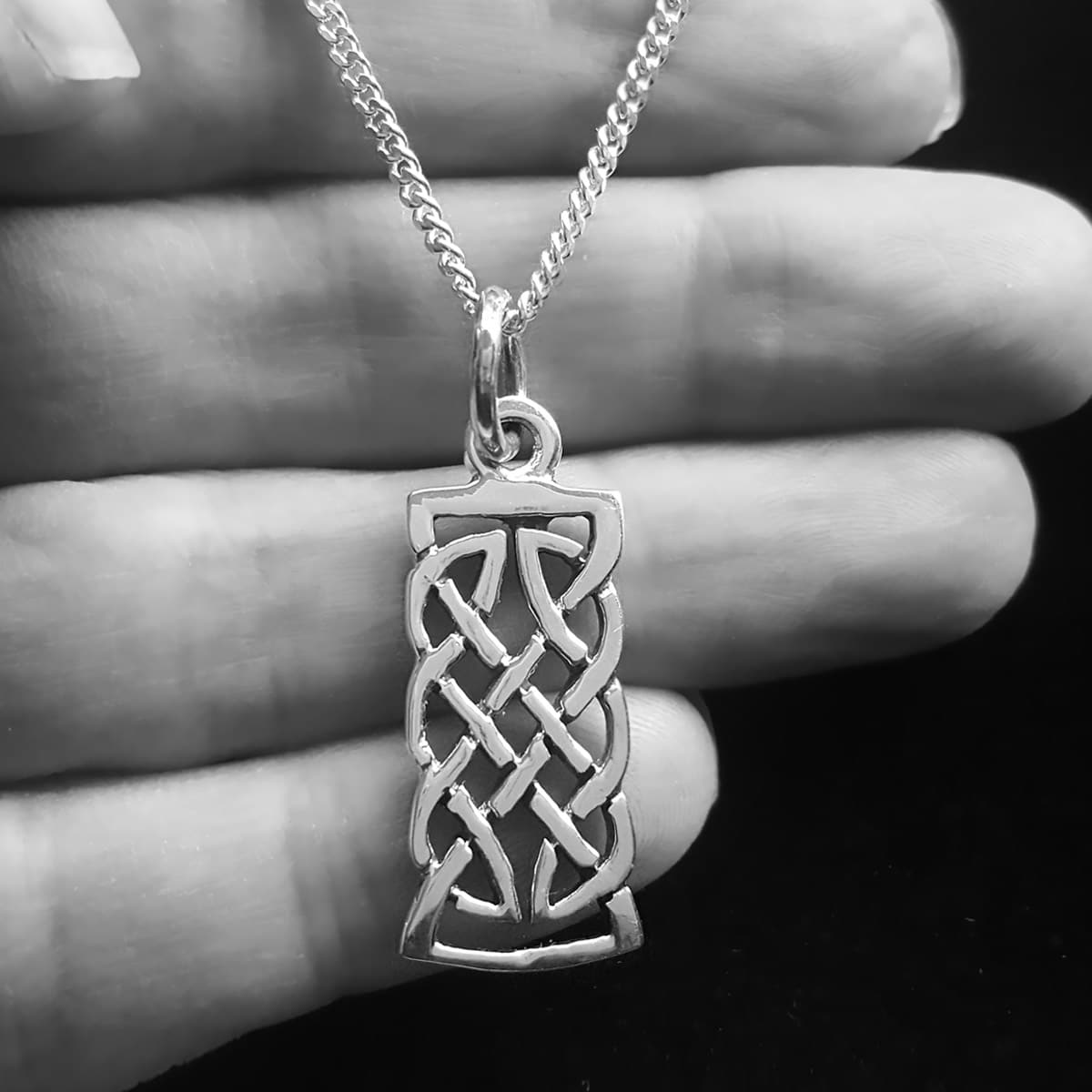 oblong celtic pendant mens necklace
