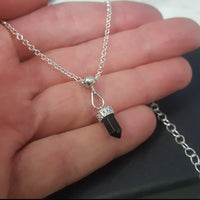 obsidian crystal choker necklace