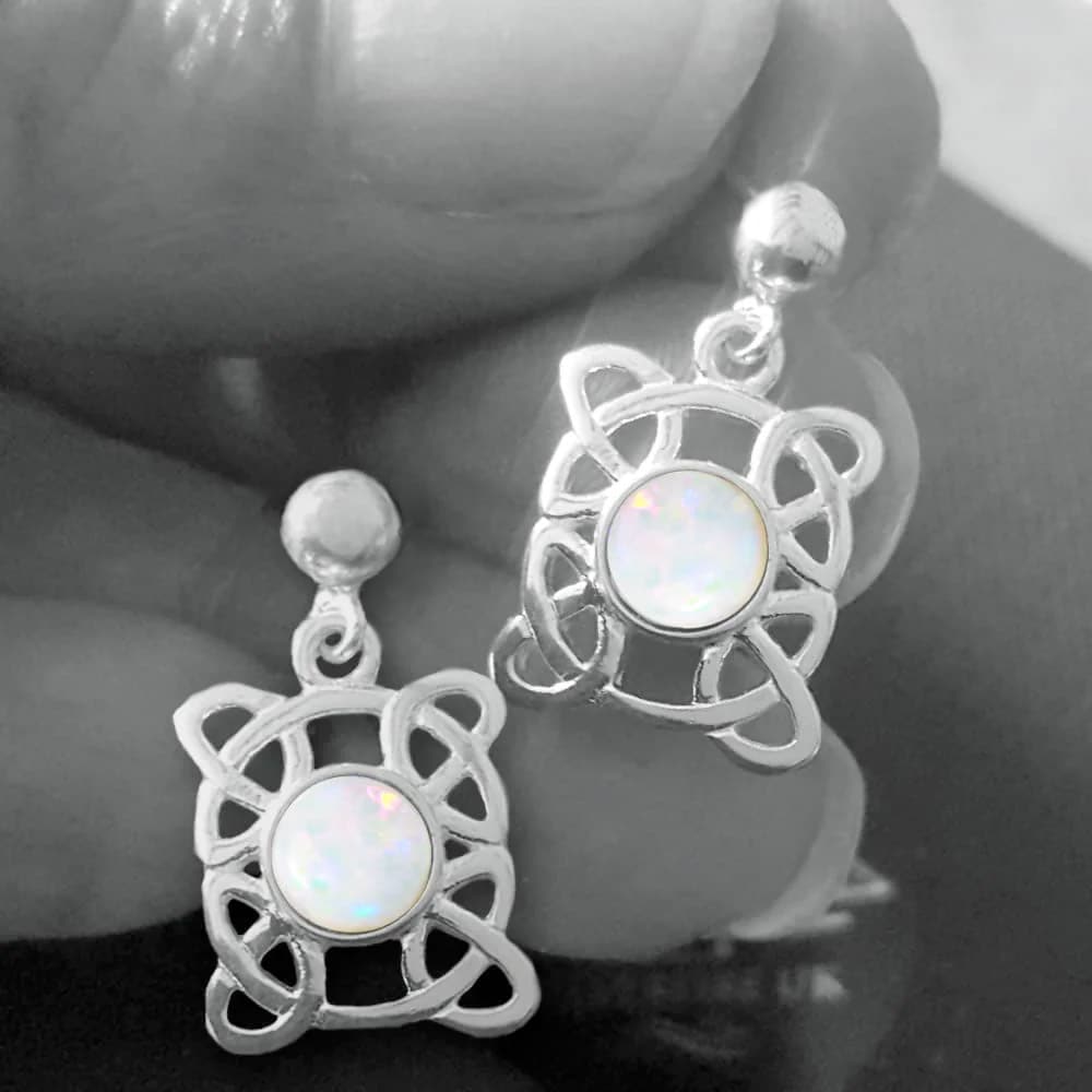 opal celtic knot earrings