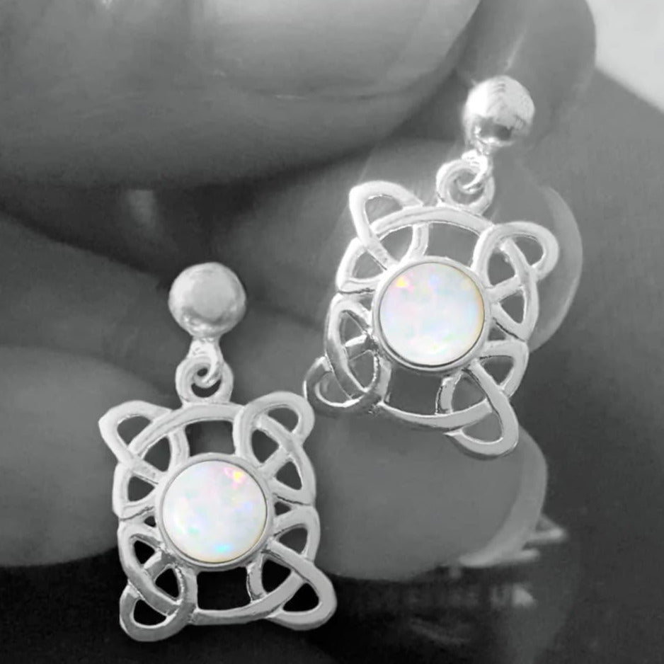 opal celtic drop earrings - opal celtic jewellery 