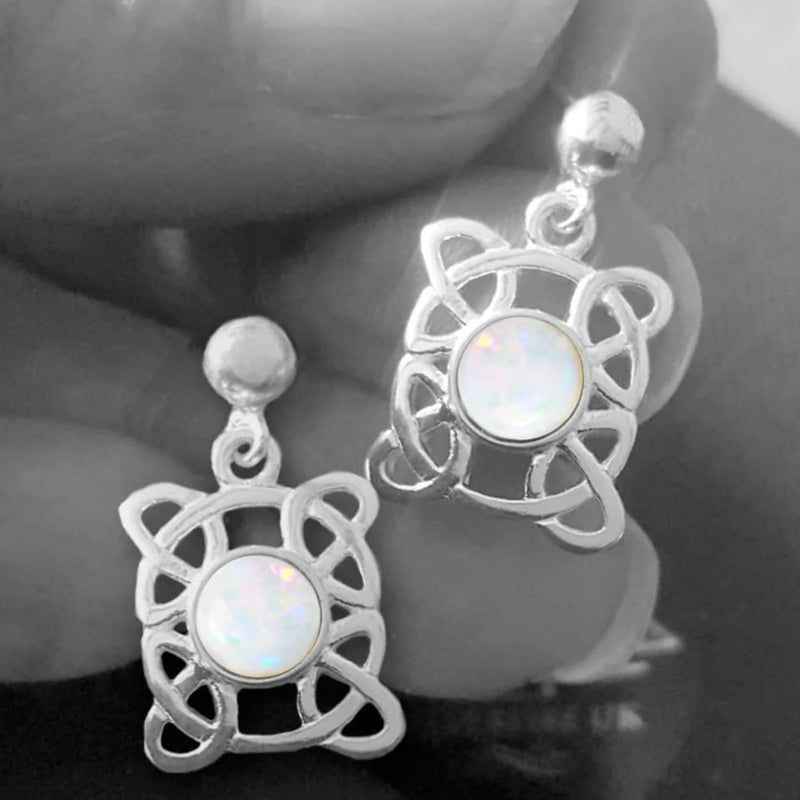 opal celtic drop earrings - opal celtic jewellery 