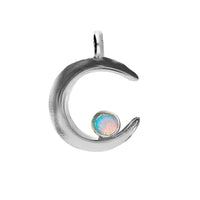 opal moon pendant, crescent moon