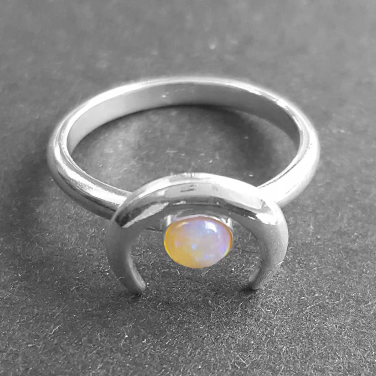 opal moon ring handmade jewellery