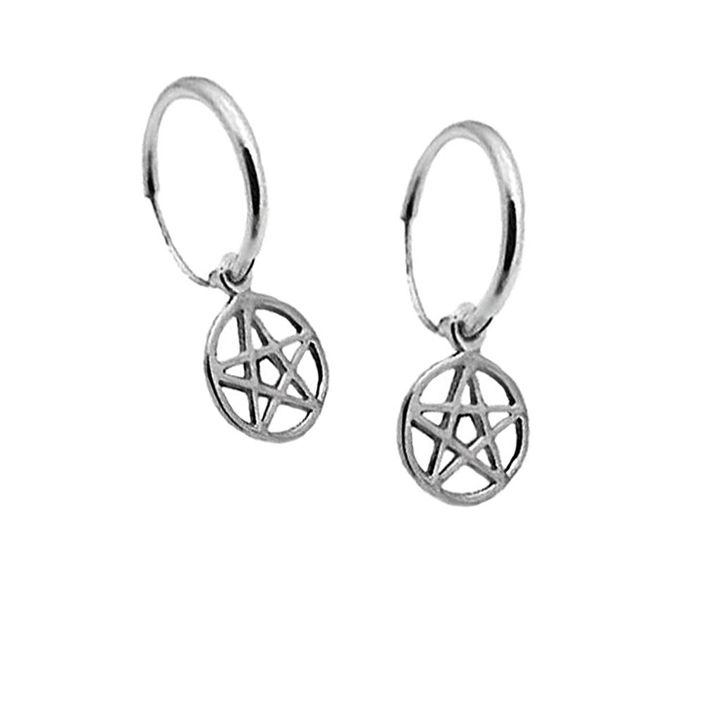 pentagram hoop earrings, pagan