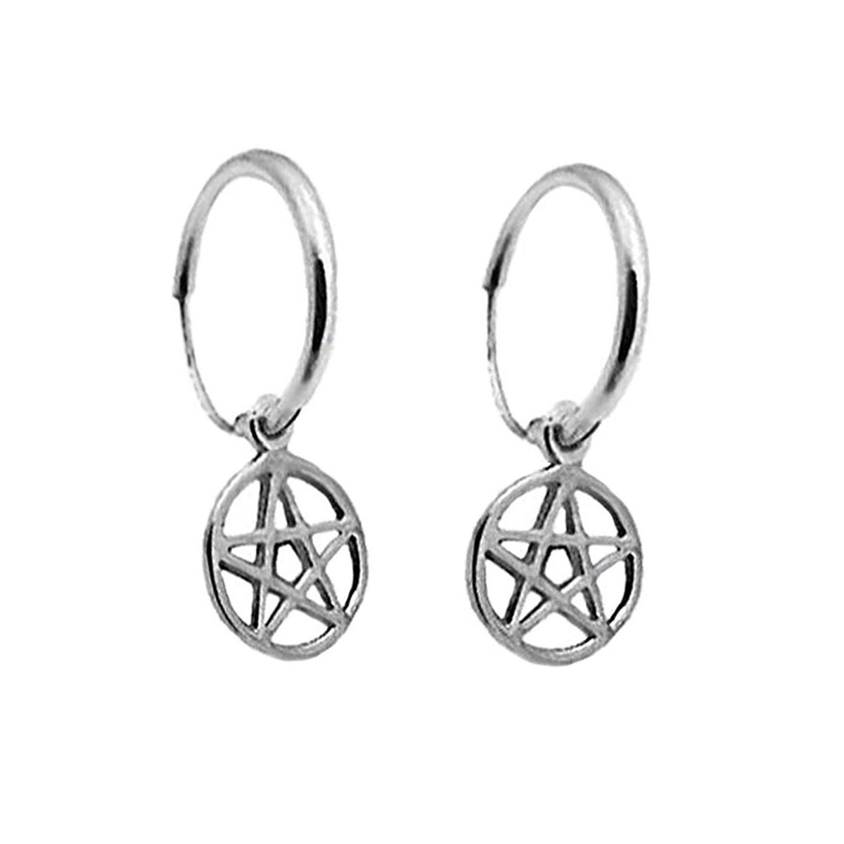 pentagram hoops silver earrings