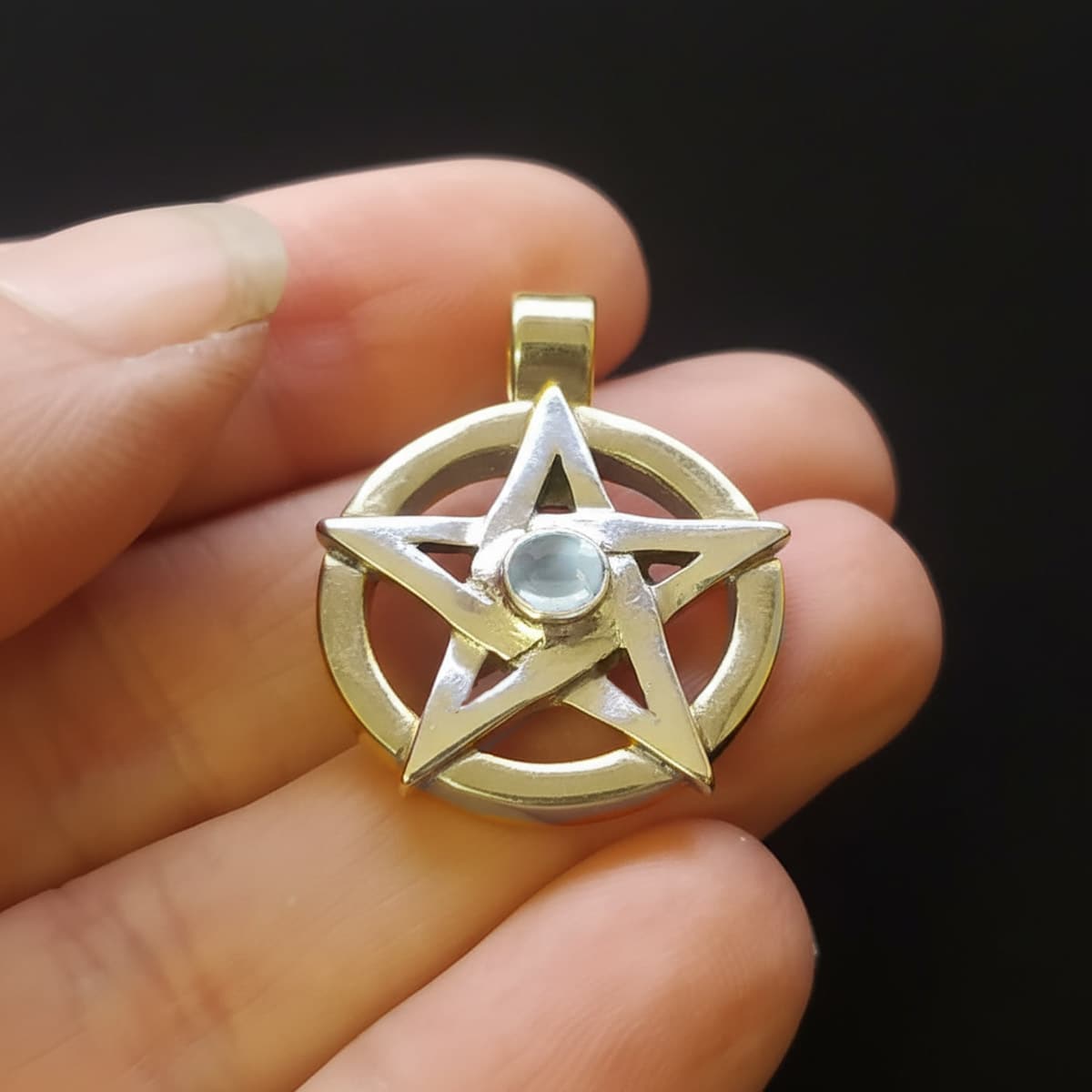 pentagram pendant aquamarine 