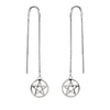 pentagram threader earrings, long pagan earrings