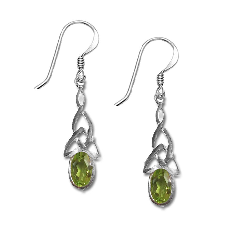 peridot celtic earrings silver