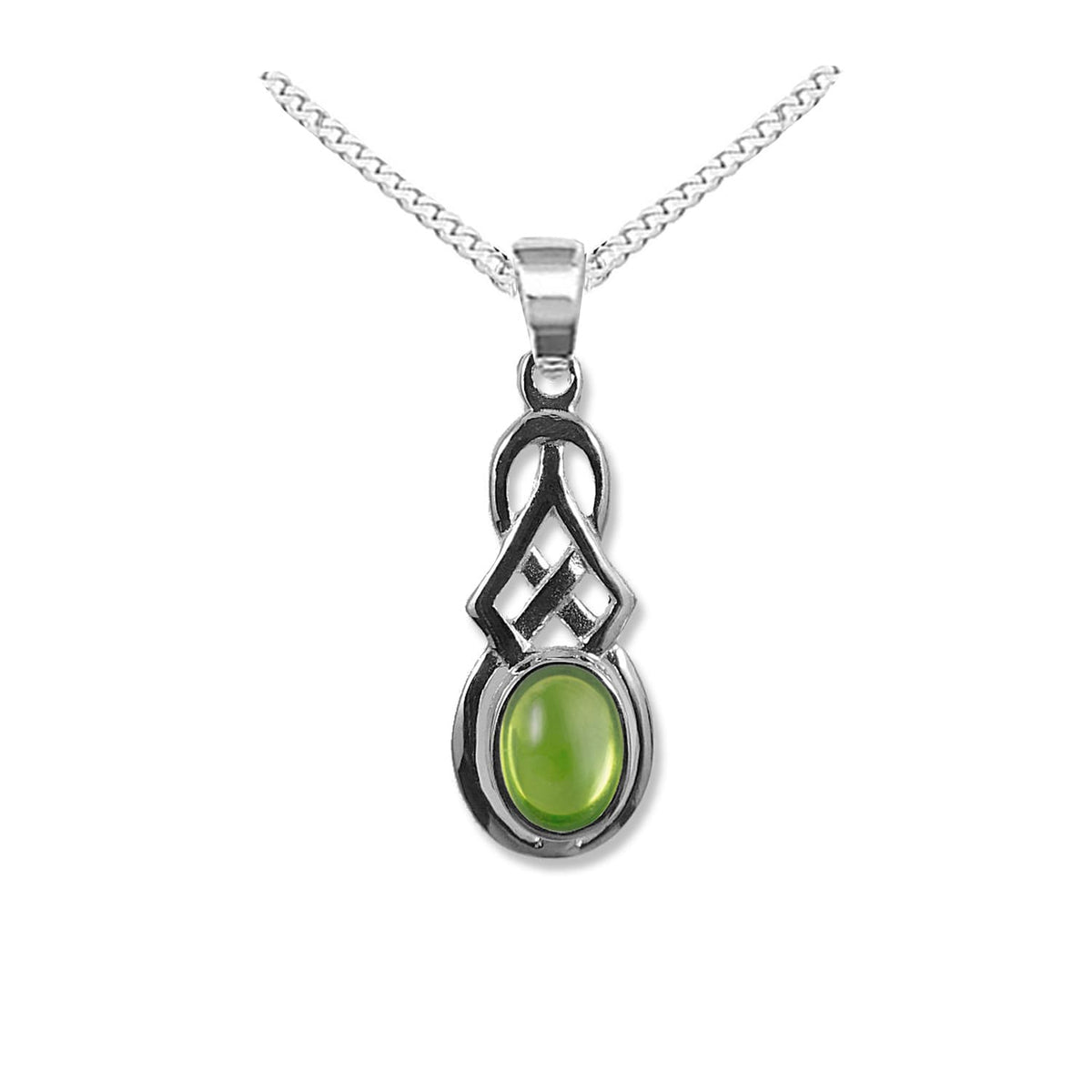 peridot celtic pendant necklace, silverfire UK